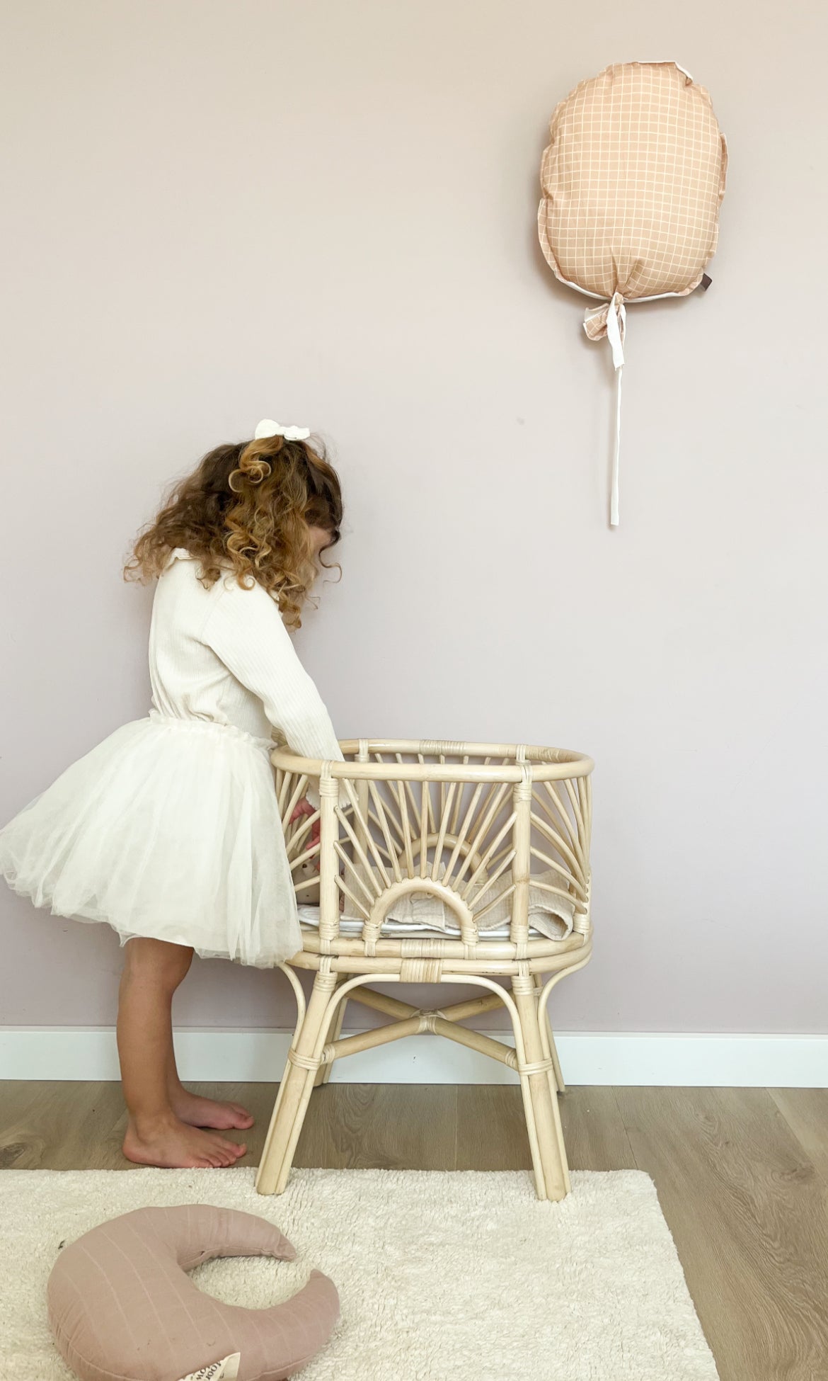Rattan cradle doll