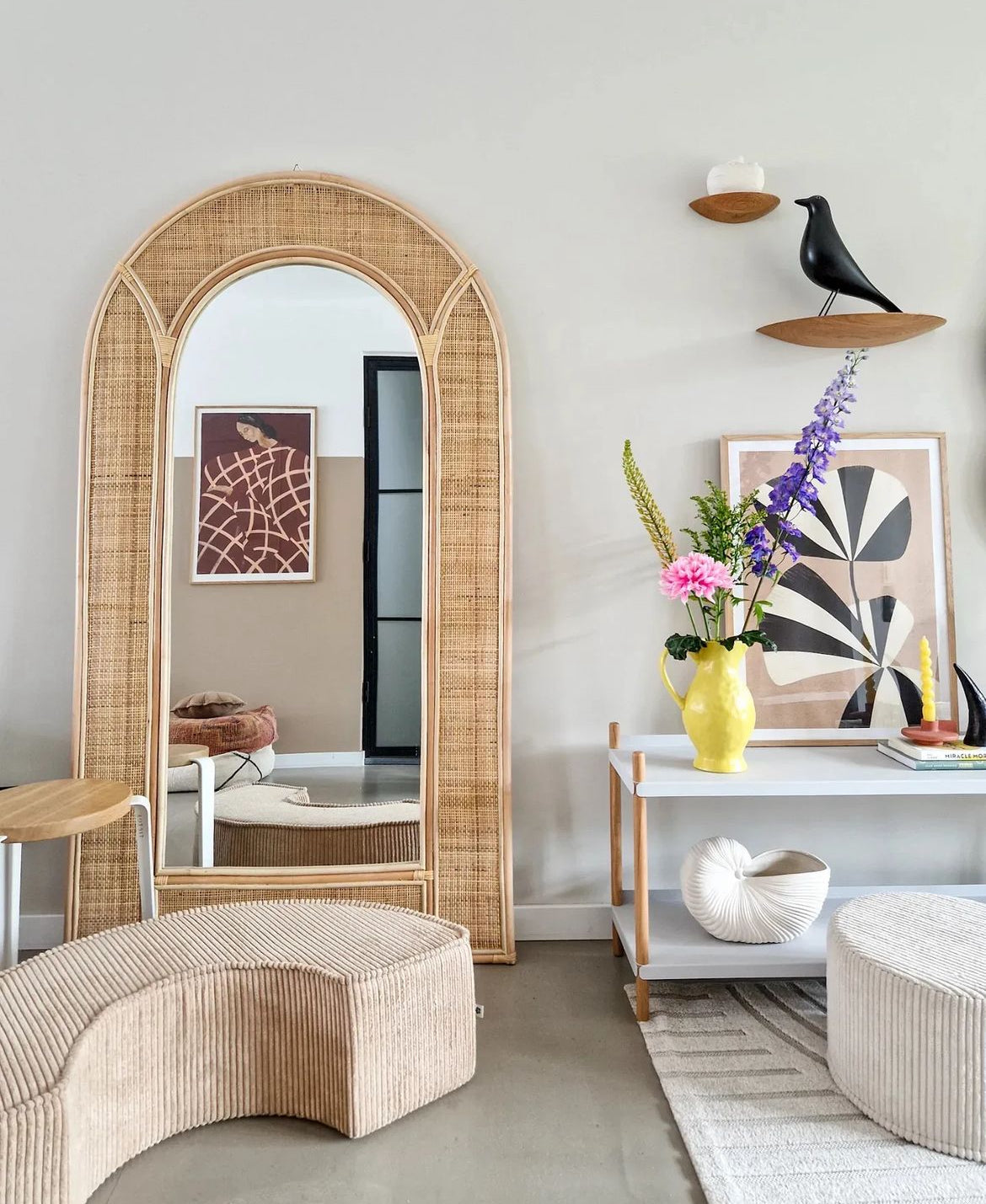 Rattan Floor Mirror