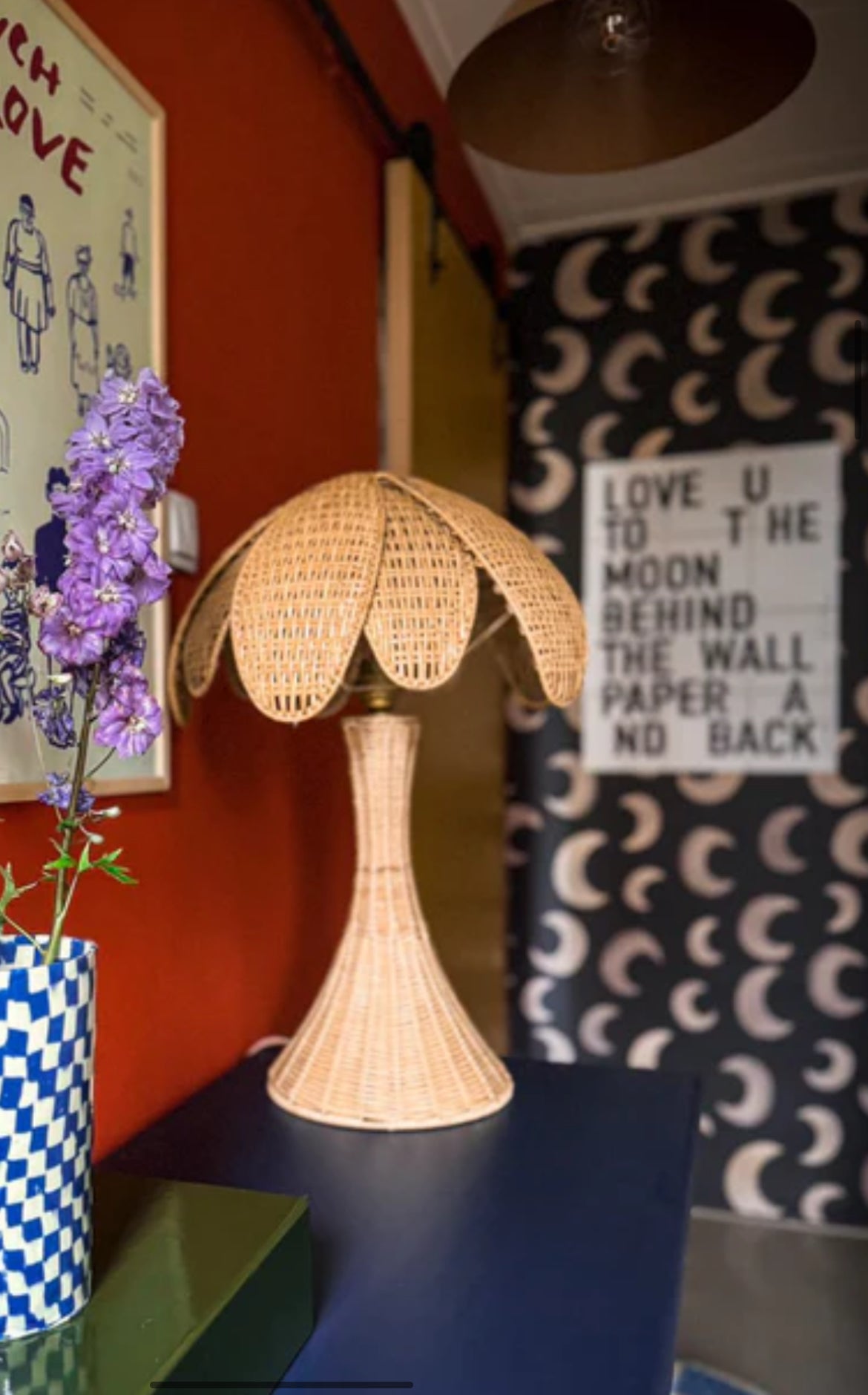 Rotan tafellamp vintage inspired