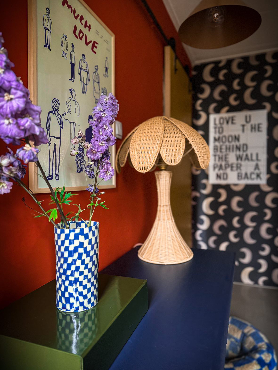 Rotan tafellamp vintage inspired