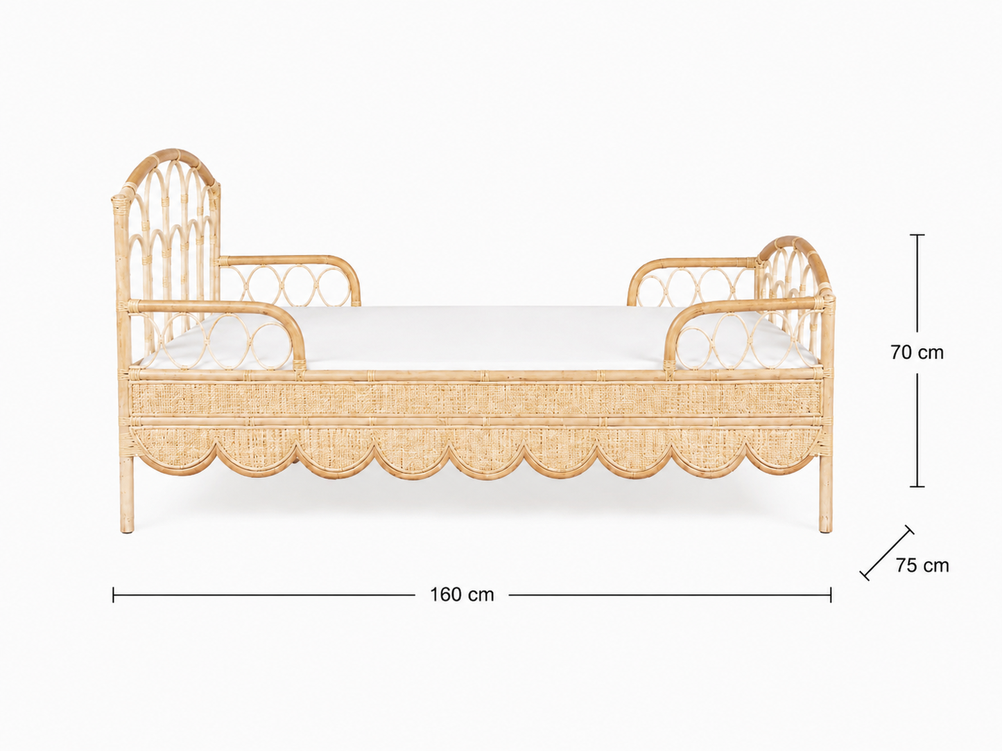 Rotan peuterbed/juniorbed Amber