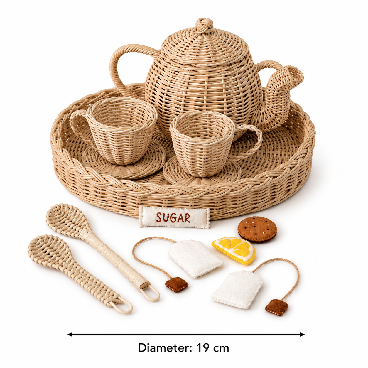 Rattan Teeset Zucker & Keks