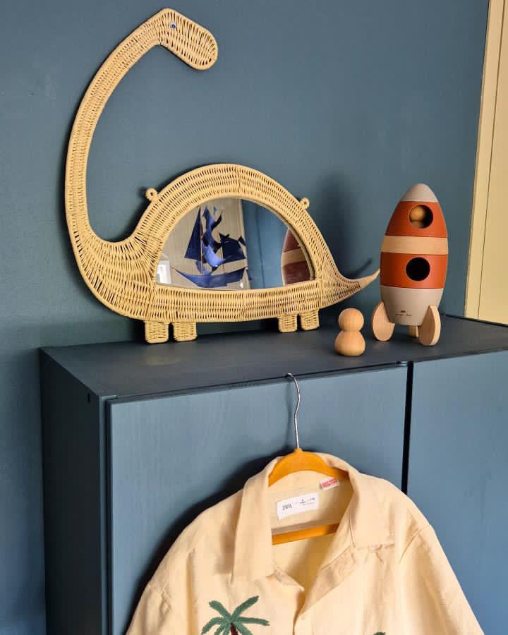 Rattan mirror dino