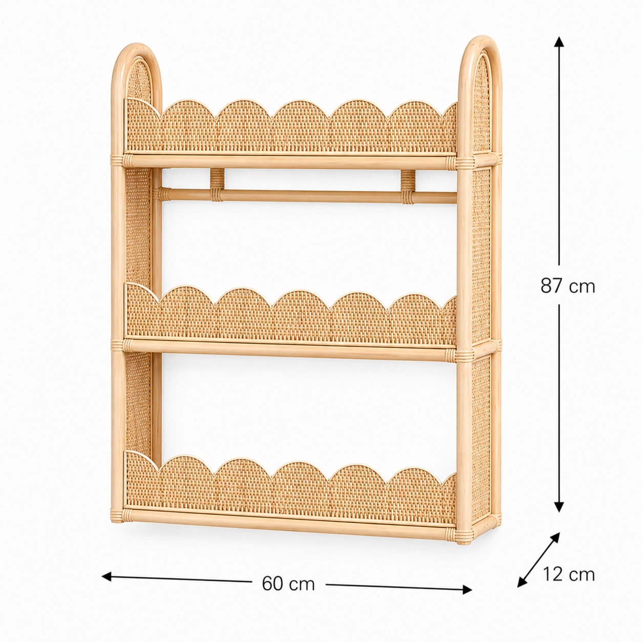 Rotan boekenrek / wand Amber