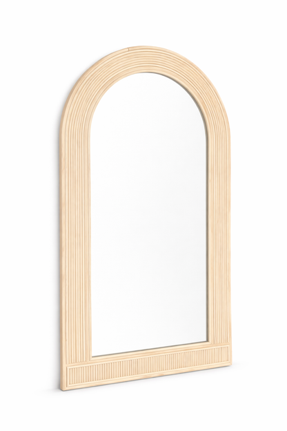 Rattan floor mirror
