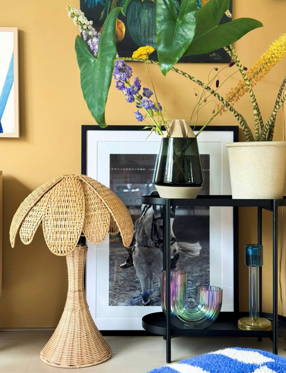 Rattan table lamp vintage inspired