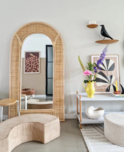 Rattan Floor Mirror