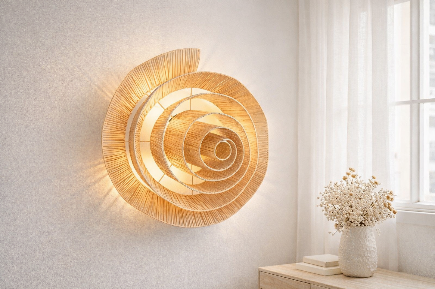 Rotan plafond/wandlamp Roos november