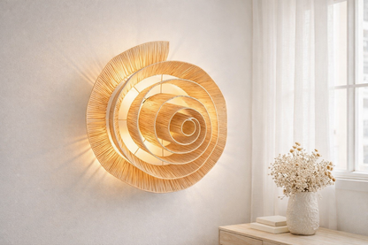 Rotan plafond/wandlamp Roos november