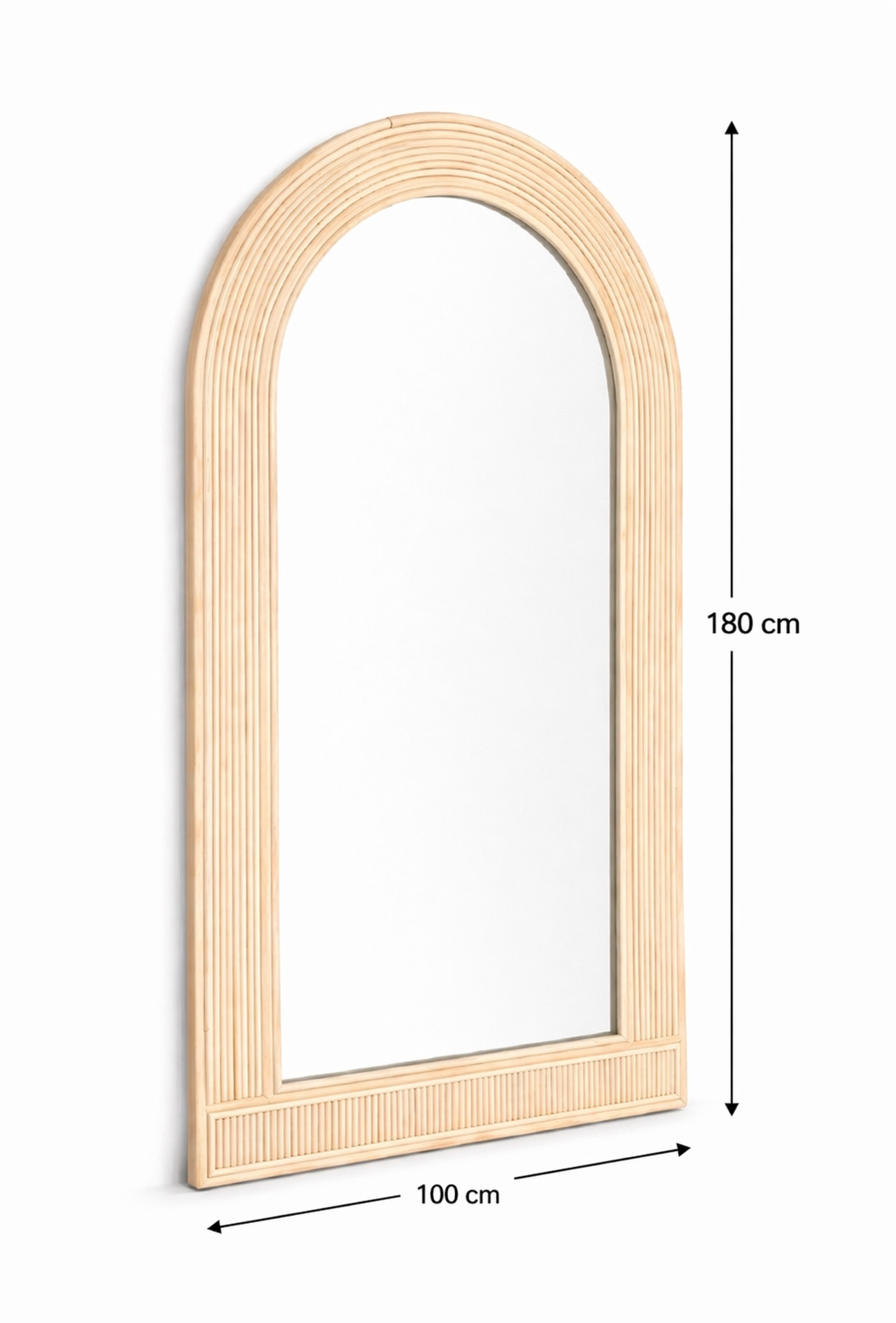 Rattan floor mirror