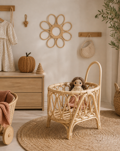Rotan poppenwagen