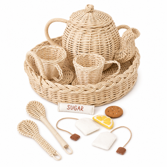 Rotan thee set suiker & koekje