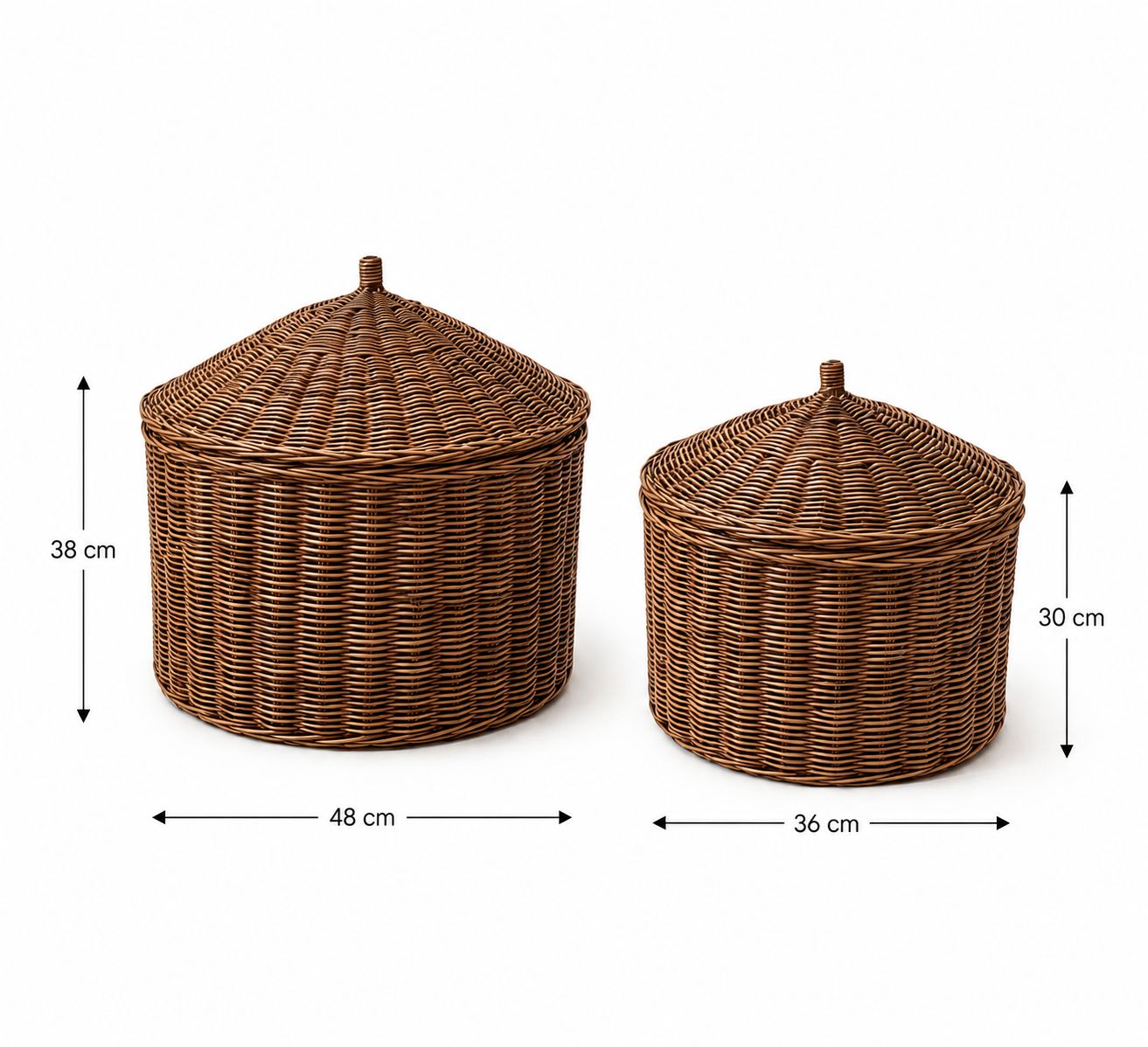 Rattan-Set Körbe Schwarz