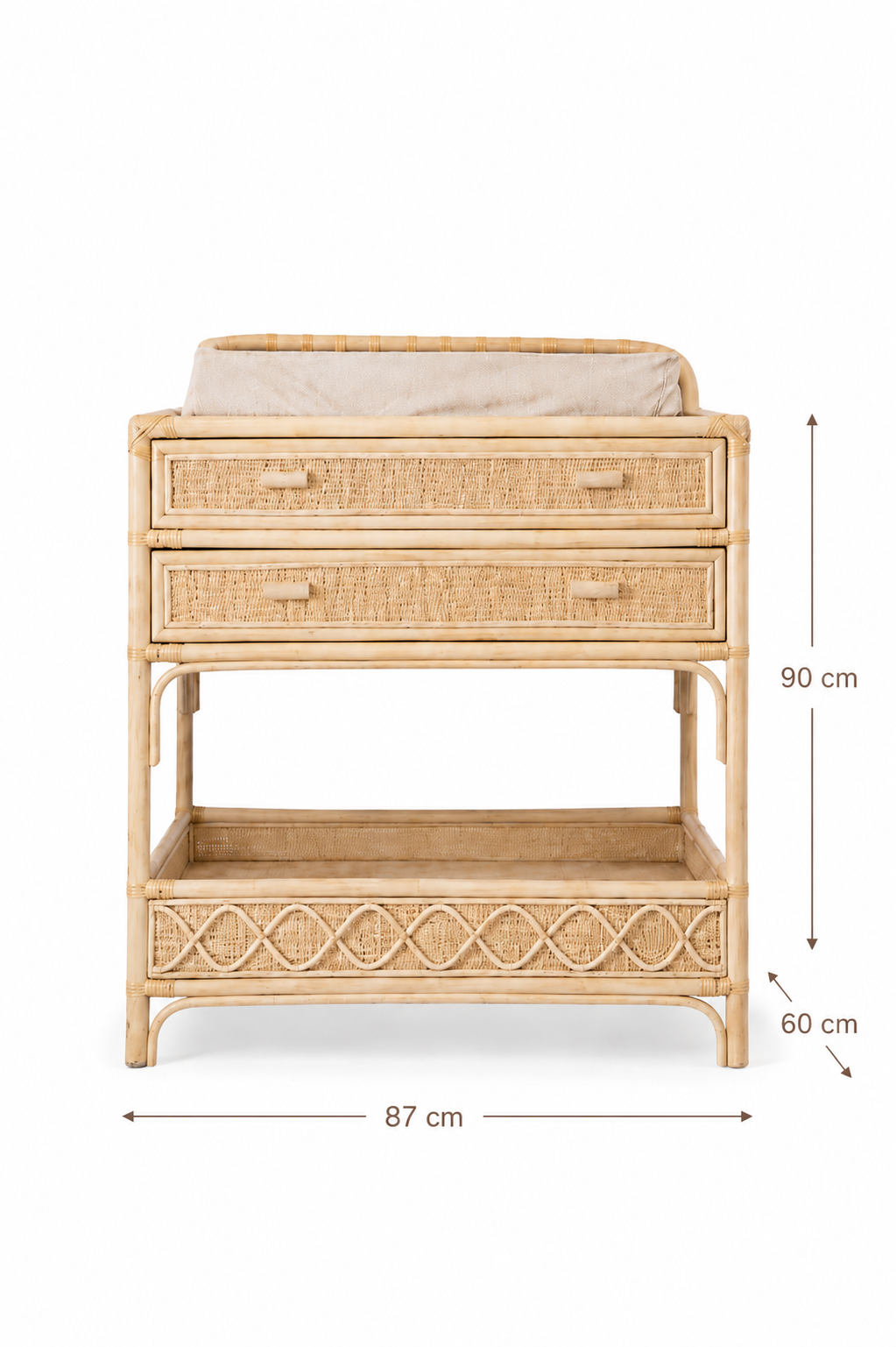 Rattan Kommode / Wickeltisch Sara