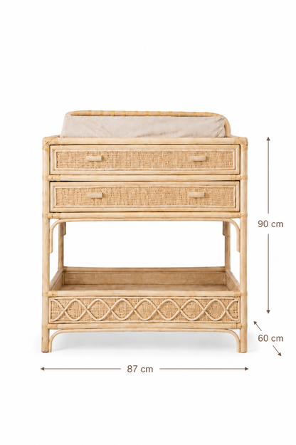 Rattan Kommode / Wickeltisch Sara